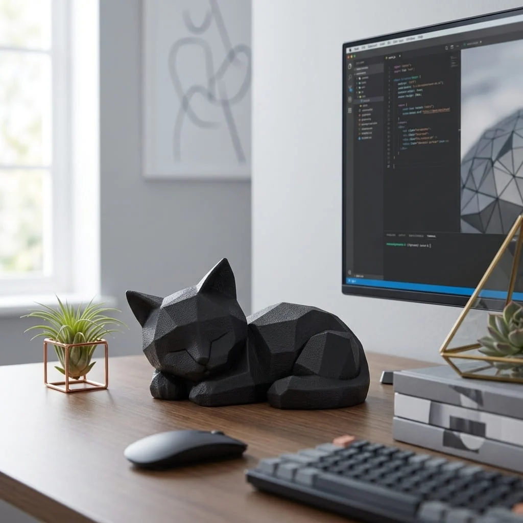 NEKO – 3D printana dekorativna skulptura uspavane mačke